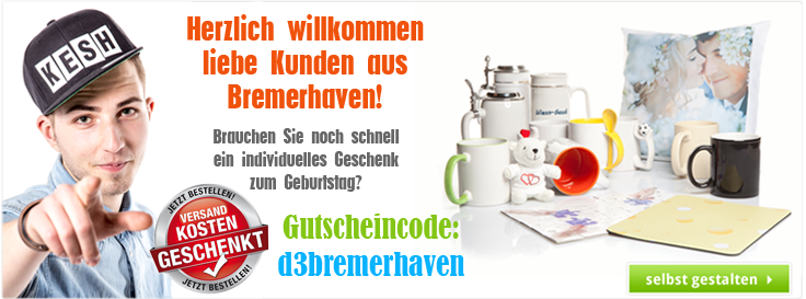 Gutscheincode für Kunden aus Bremerhaven - Spare die Versandkosten! Gutscheincode für Kunden aus Bremerhaven - Spare die Versandkosten!