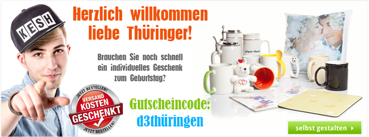 Gutscheincode für Kunden aus Thüringen - Spare die Versandkosten! Gutscheincode für Kunden aus Thüringen - Spare die Versandkosten!
